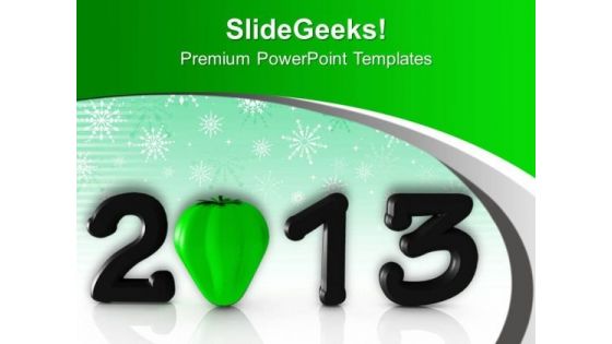 2013 In Black With Green Capsicum PowerPoint Templates Ppt Backgrounds For Slides 0113