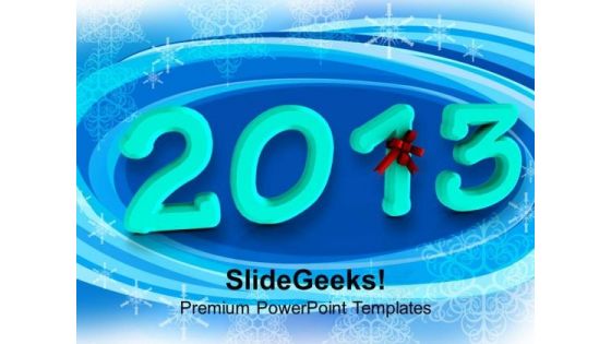 2013 In Light Blue With Red Bow PowerPoint Templates Ppt Backgrounds For Slides 1212