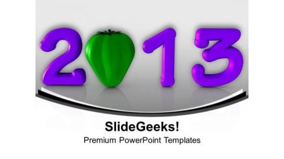 2013 In Purple With Green Capsicum PowerPoint Templates Ppt Backgrounds For Slides 0113