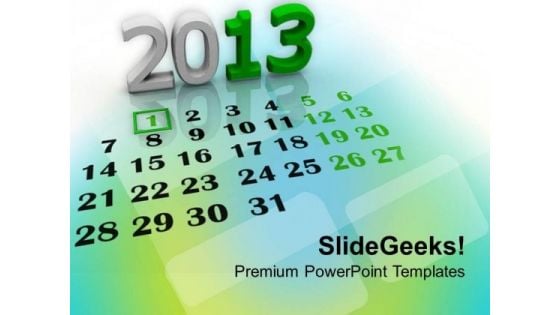 2013 New Year Calendar Events PowerPoint Templates Ppt Backgrounds For Slides 1112