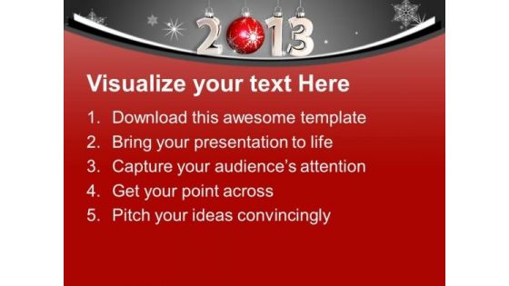 2013 New Year Celebration With Glitters PowerPoint Templates Ppt Backgrounds For Slides 0113