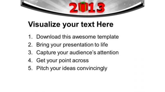 2013 New Year With Gift Box PowerPoint Templates Ppt Backgrounds For Slides 1212