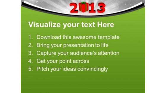 2013 New Year With Gift Box PowerPoint Templates Ppt Backgrounds For Slides 1212