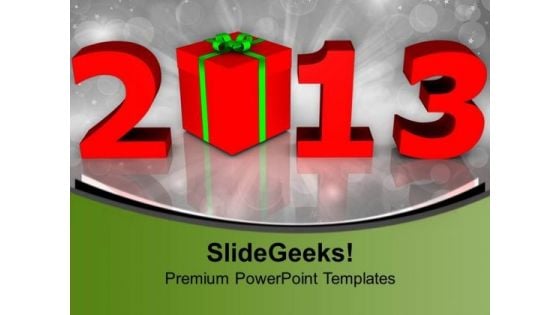 2013 New Year With Gift Box PowerPoint Templates Ppt Backgrounds For Slides 1212