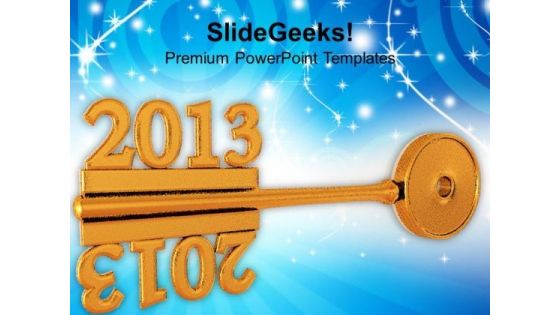 2013 On Golden Key New Year PowerPoint Templates Ppt Backgrounds For Slides 1112