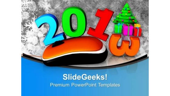 2013 With Christmas Tree Computer Mouse PowerPoint Templates Ppt Backgrounds For Slides 1212