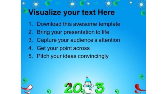 2013 With Snowman New Year Concept PowerPoint Templates Ppt Backgrounds For Slides 1212
