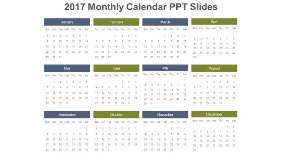 2017 Monthly Calendar Ppt Slides 2017 Monthly Calendar Ppt Slides