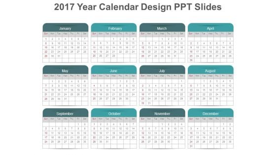 2017 Year Calendar Design Ppt Slides