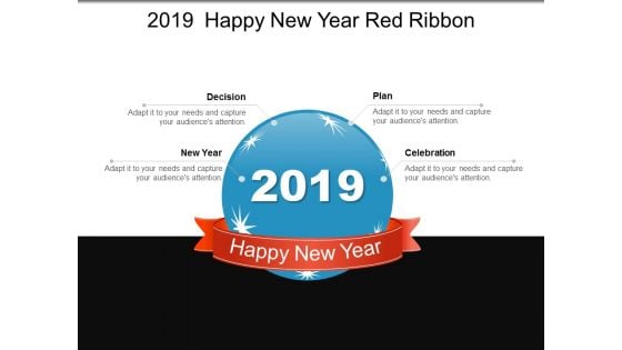 2019 Happy New Year Red Ribbon Ppt PowerPoint Presentation Summary Backgrounds