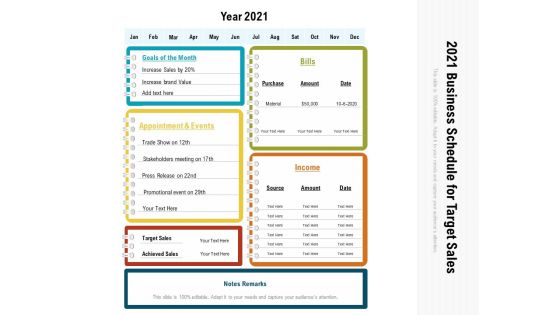 2021 Business Schedule For Target Sales Ppt PowerPoint Presentation Outline Microsoft PDF