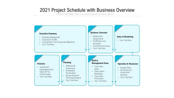 2021 Project Schedule With Business Overview Ppt PowerPoint Presentation Show PDF