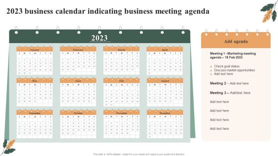 2023 Business Calendar Indicating Business Meeting Agenda Download PDF