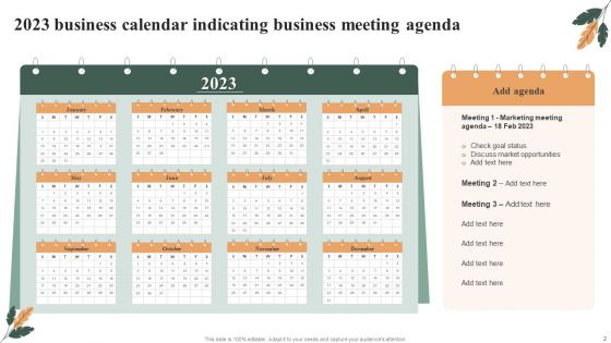 2023 Business Calendar Ppt PowerPoint Presentation Complete With Slides