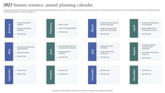2023 Human Resource Annual Planning Calendar Structure PDF