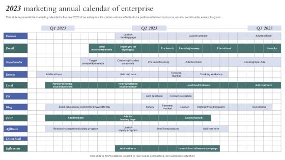 2023 Marketing Annual Calendar Of Enterprise Formats PDF