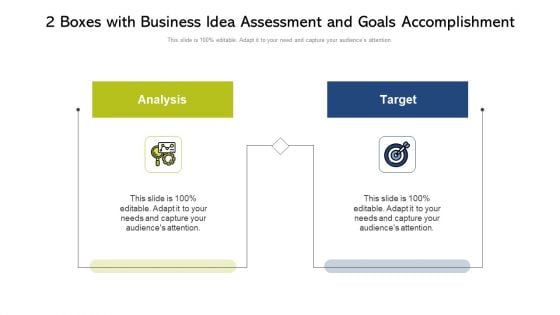 2 Boxes With Business Idea Assessment And Goals Accomplishment Ppt PowerPoint Presentation File Designs PDF 2 Boxes With Business Idea Assessment And Goals Accomplishment Ppt PowerPoint Presentation File Designs PDF