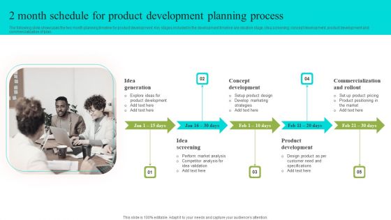 2 Month Schedule For Product Development Planning Process Icons PDF