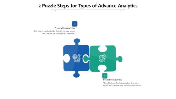 2 Puzzle Steps For Types Of Advance Analytics Ppt PowerPoint Presentation Backgrounds PDF