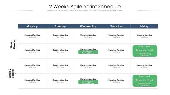 2 Weeks Agile Sprint Schedule Ppt Infographics Backgrounds PDF