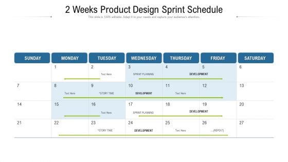 2 Weeks Product Design Sprint Schedule Ppt Infographics Examples PDF