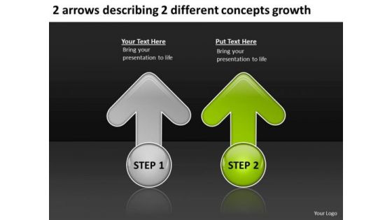 2 Arrows Describing Different Concepts Growth Ppt Business Planning Tools PowerPoint Templates