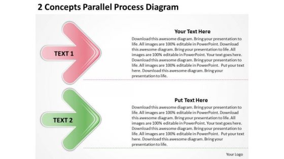 2 Concepts Parallel Process Diagram Outline Business Plan PowerPoint Slides