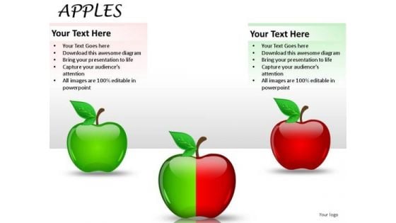 2 Halves Apples PowerPoint Slides And Apples Ppt Templates