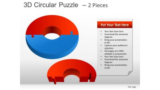 2 Pieces Circular Puzzle PowerPoint Slides And Ppt Diagram Templates