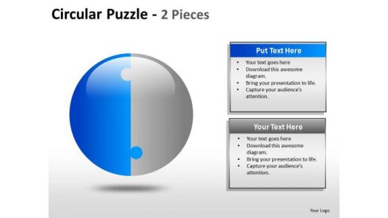 2 Pieces Showing 50 Percent Circular PowerPoint Slides And Ppt Diagram Templates