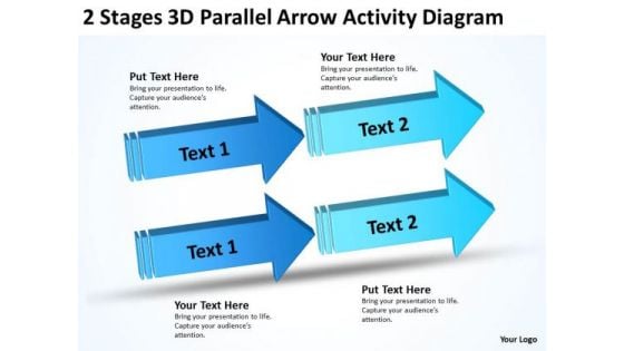 2 Stages 3d Parallel Arrow Activity Diagram Business Plan Draft PowerPoint Templates