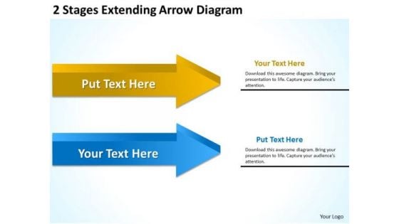 2 Stages Extending Arrow Diagram Templates For Business PowerPoint