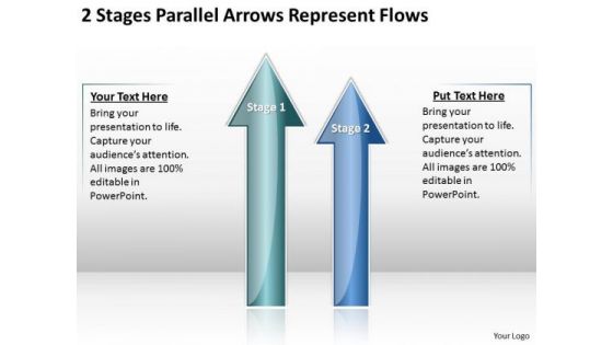 2 Stages Parallel Arrows Represent Flows Business Plan Creator PowerPoint Slides