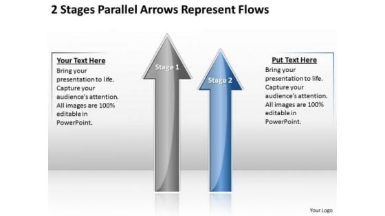 2 Stages Parallel Arrows Represent Flows Ppt Business Plan Consultants PowerPoint Slides