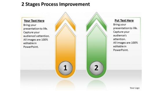 2 Stages Process Improvement Business Plan Outlines PowerPoint Templates