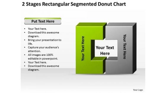 2 Stages Rectangular Segmented Donut Chart Ppt Business Plans Samples PowerPoint Templates