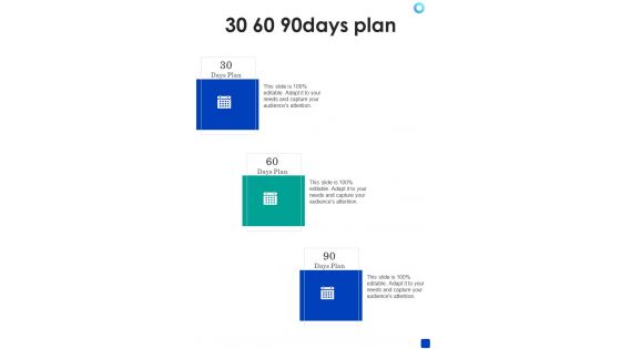 30 60 90Days Plan Expert Support Services One Pager Sample Example Document