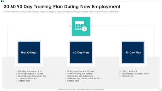 30 60 90 Day Training Plan During New Employment Themes PDF