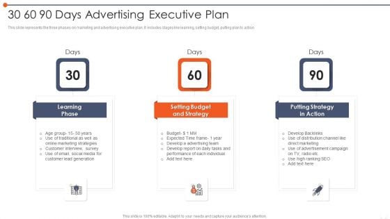 30 60 90 Days Advertising Executive Plan Brochure PDF