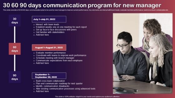 30 60 90 Days Communication Program For New Manager Introduction PDF 30 60 90 Days Communication Program For New Manager Introduction PDF