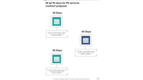 30 60 90 Days For Pr Services Contract Proposal One Pager Sample Example Document