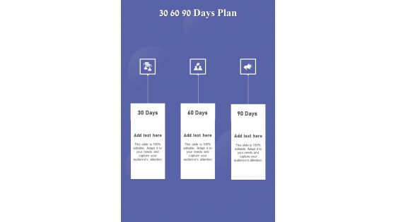 30 60 90 Days Plan Big Analytics Project Proposal One Pager Sample Example Document