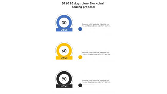 30 60 90 Days Plan Blockchain Scaling Proposal One Pager Sample Example Document