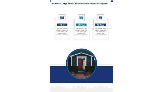30 60 90 Days Plan Commercial Property Proposal One Pager Sample Example Document 30 60 90 Days Plan Commercial Property Proposal One Pager Sample Example Document