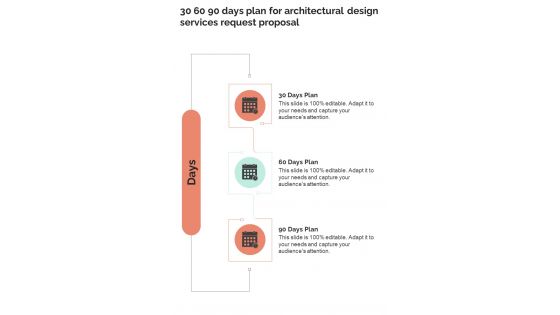 30 60 90 Days Plan For Architectural Design Services Request Proposal One Pager Sample Example Document