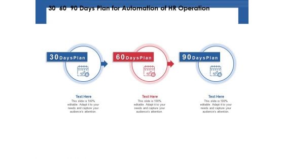 30 60 90 Days Plan For Automation Of HR Operation Ppt PowerPoint Presentation Summary Diagrams PDF