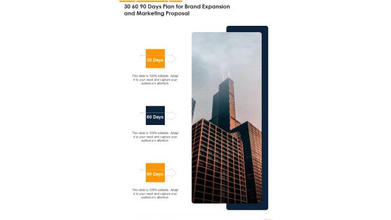 30 60 90 Days Plan For Brand Expansion And Marketing Proposal One Pager Sample Example Document 30 60 90 Days Plan For Brand Expansion And Marketing Proposal One Pager Sample Example Document
