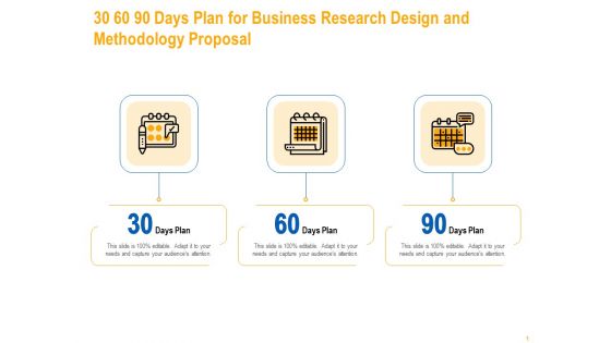 30 60 90 Days Plan For Business Research Design And Methodology Proposal Topics PDF