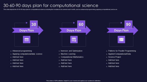 30 60 90 Days Plan For Computational Science Summary PDF