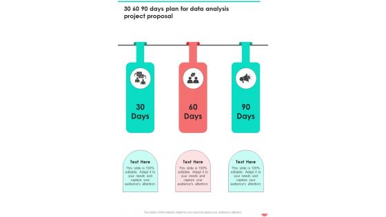 30 60 90 Days Plan For Data Analysis Project Proposal One Pager Sample Example Document